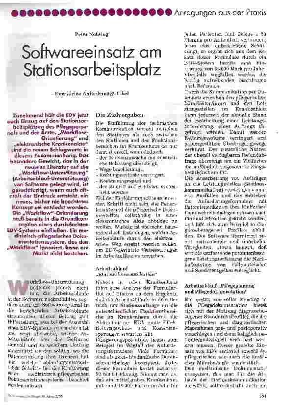 Vorschauseite 1: Softwareeinsatz am Stationsarbeitsplatz Eine kleine Anforderungs-Fibel