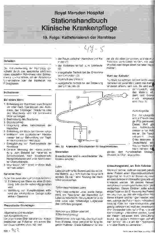 Vorschauseite 1: Stationshandbuch Klinische Krankenpflege 19. Folge: Katherisieren der Harnblase
