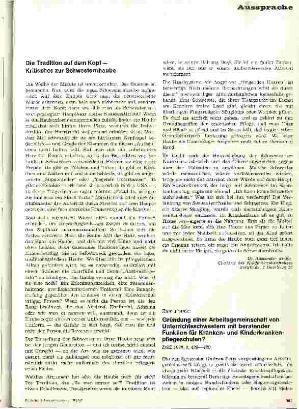 Vorschauseite 1: Die Tradition auf dem Kopf- Kritisches zur Schwesternhaube