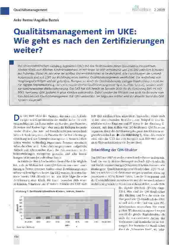 Vorschauseite 1: Qualitätsmanagement im UKE:Wie geht es nach den Zertifizierungen weiter?