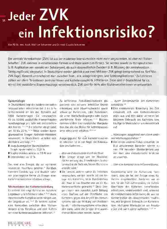 Vorschauseite 1: Jeder ZVK ein Infektionsrisiko?