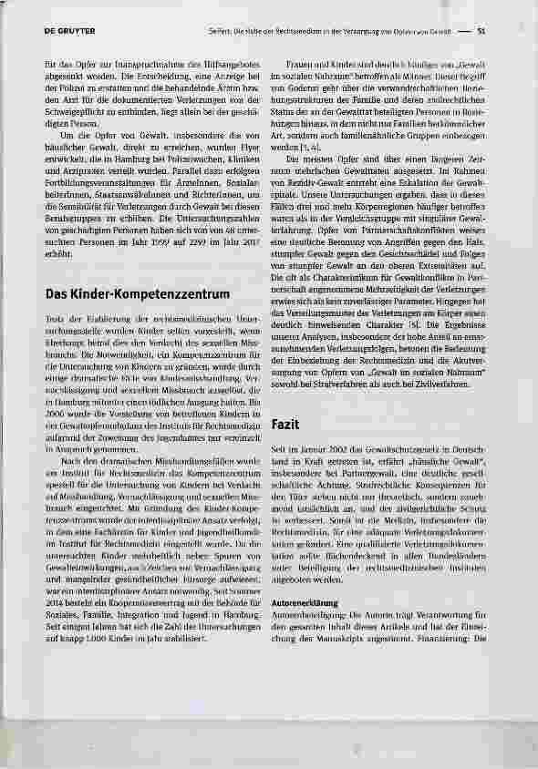 Vorschauseite 2: Die Rolle der Rechtsmedizin in der Versorgung von Opfern von Gewalt