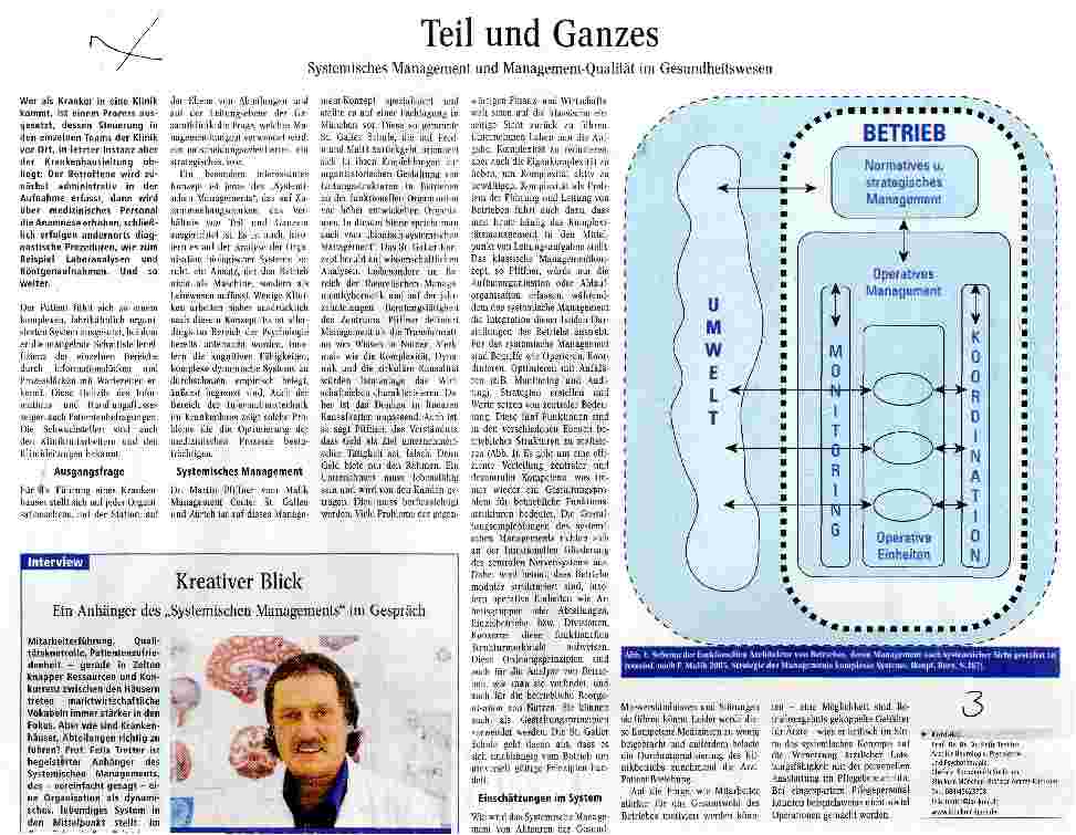Vorschauseite 1: Teil und GanzesSystemisches Management und Management-Qualität im Gesundheitswesen