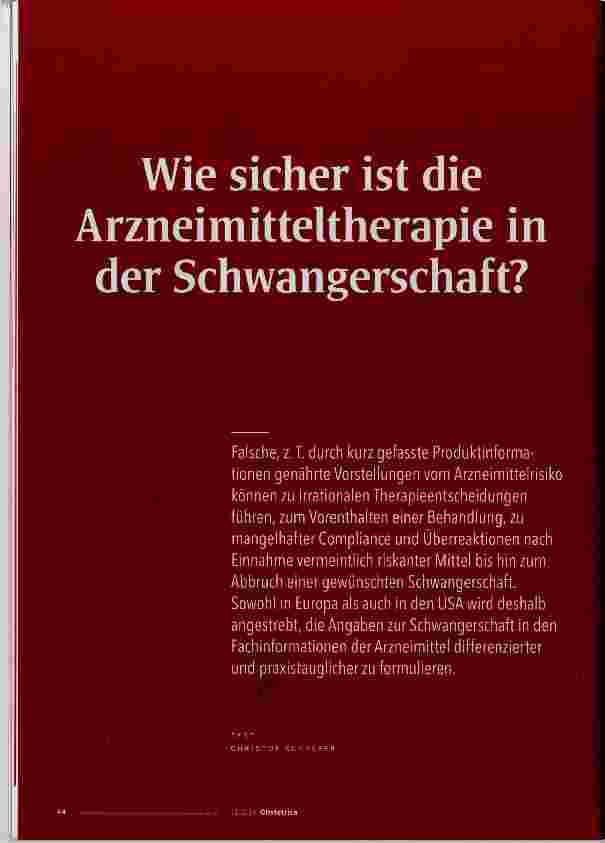 Vorschauseite 1: Wie sicher ist die Arzneimitteltherapie in der Schwangerschaft?