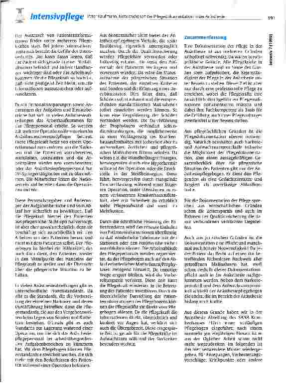 Vorschauseite 6: Notwendigkeit der Pflegedokumentation in der Anästhesie