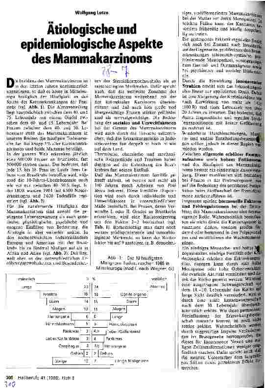 Vorschauseite 1: Ätiologische und epidemiologische Aspekte des Mammakarzinoms
