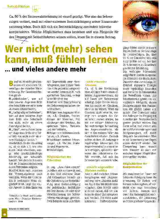 Vorschauseite 1: Wer nicht (mehr) sehen kann, muß fühlen lernen ...und vieles andere mehr