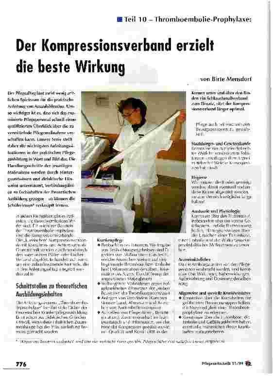 Vorschauseite 1: Der Kompressionsverband erzielt die beste Wirkung Teil 10 - Thromboembolie-Prophylaxe