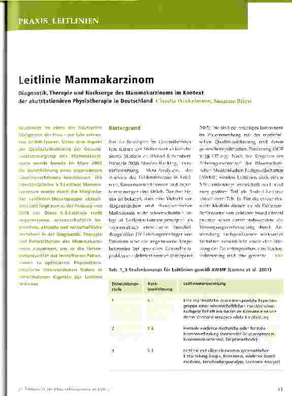 Vorschauseite 1: Leitlinie Mammakarzinom