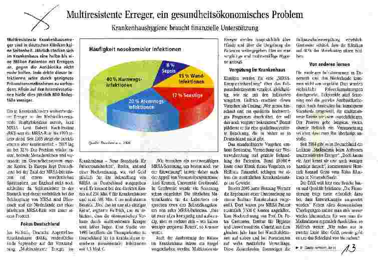 Vorschauseite 1: Multiresistente Erreger, ein gesundheitsökonomisches Problem
