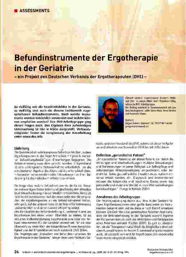 Vorschauseite 1: Befundinstrumente der Ergotherapie in der Geriatrie