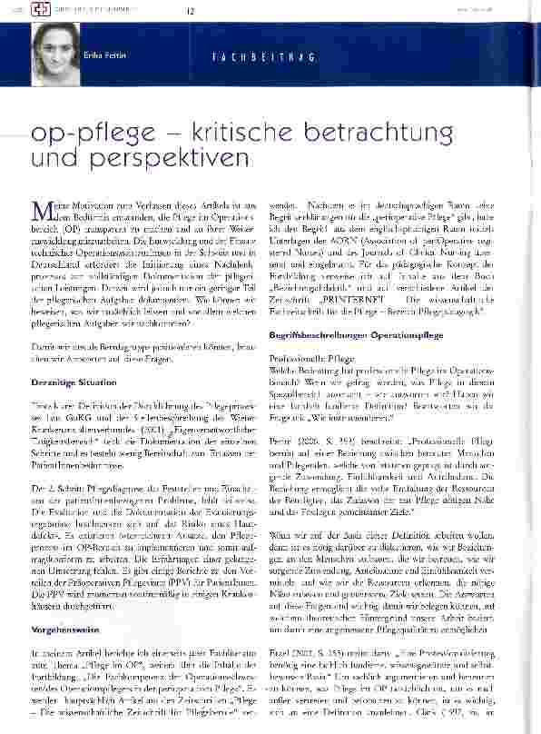 Vorschauseite 1: op-pflege - kritische betrachtung und Perspektiven