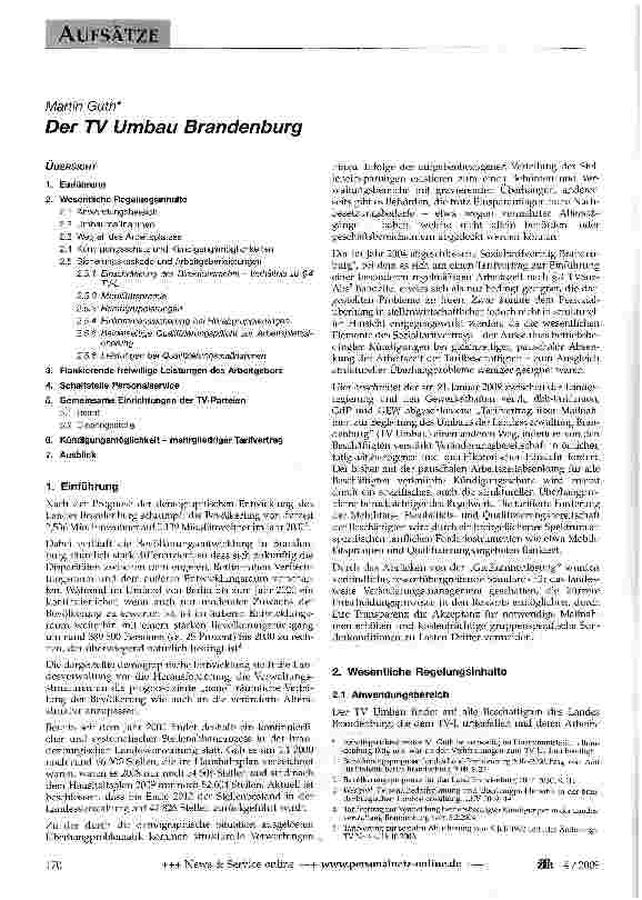 Vorschauseite 1: Der TV Umbau Brandenburg