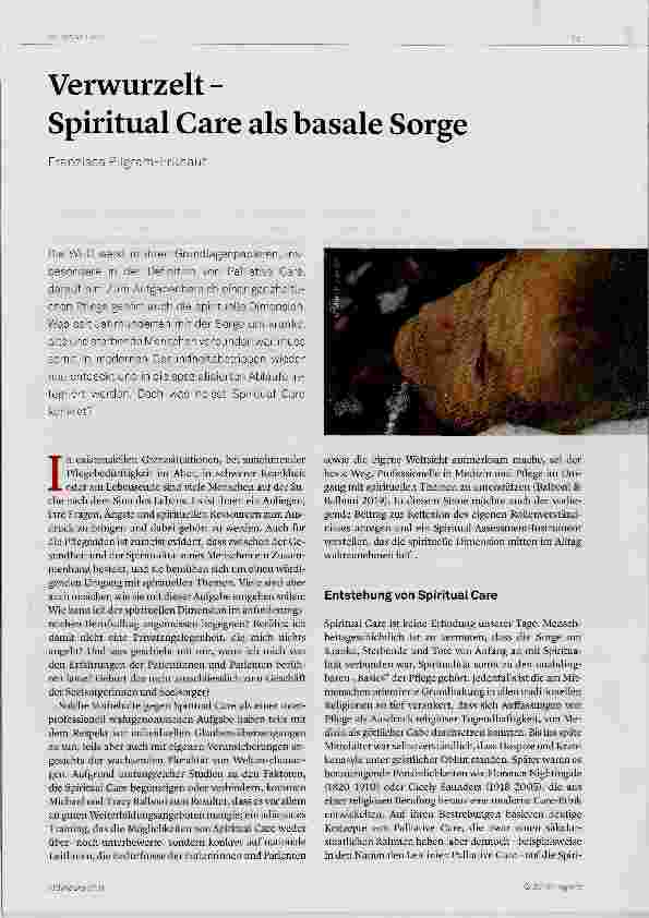 Vorschauseite 1: Verwurzelt Spiritual Care als basale Sorge