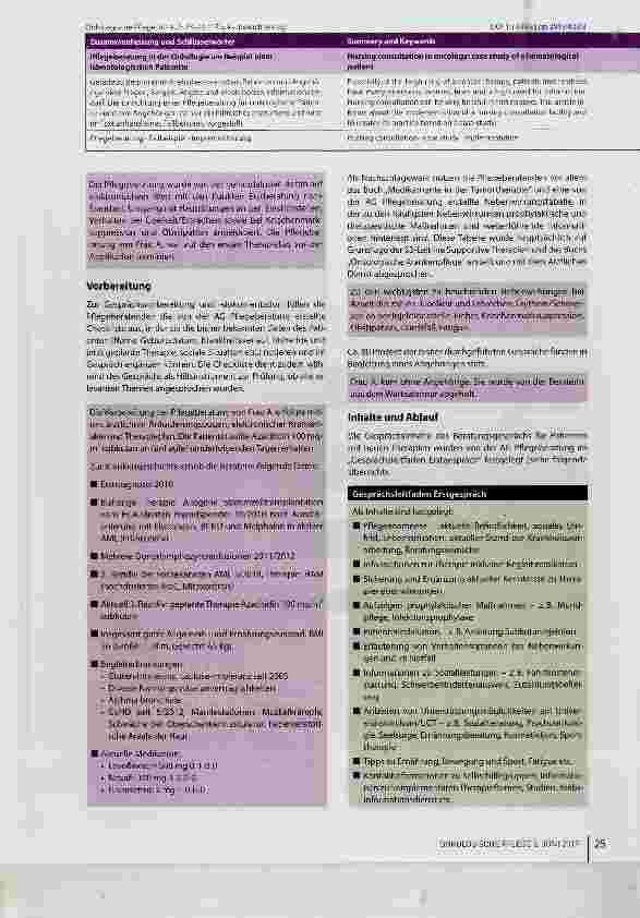 Vorschauseite 3: Pflegeberatung in der Onkologie am Beispiel einer hämatologischen Patientin
