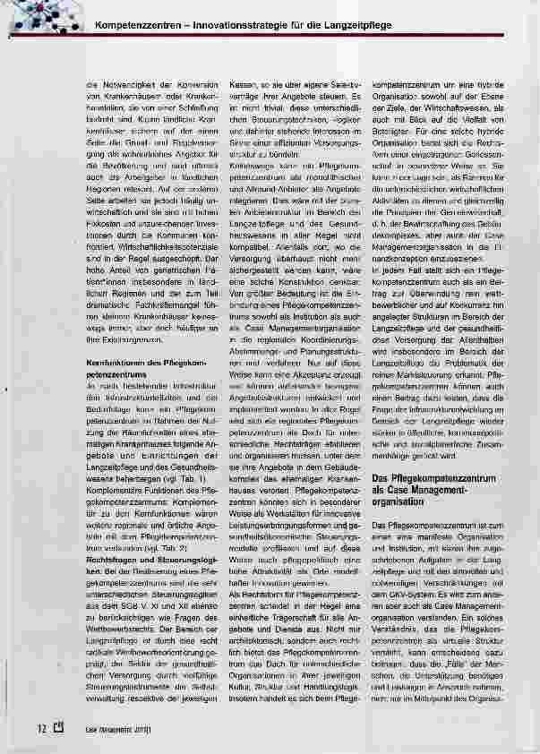 Vorschauseite 4: Kompetenzzentren Innovationsstrategie für die Langzeitpfiege