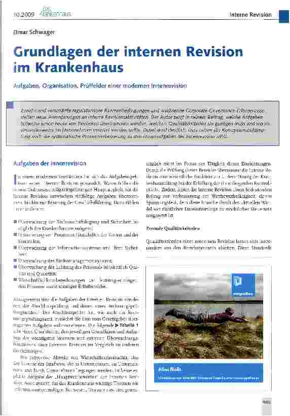 Vorschauseite 1: Grundlagen der internen Revision im Krankenhaus