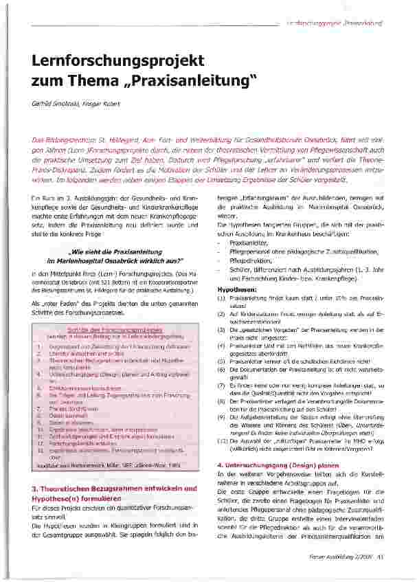 Vorschauseite 1: Lernforschungsprojekt zum Thema „Praxisanleitung