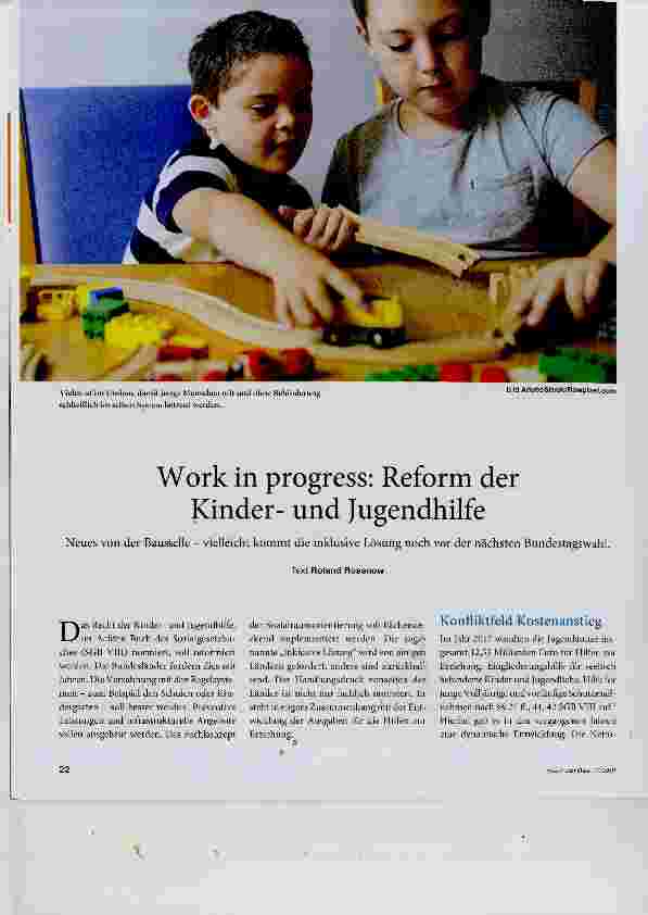 Vorschauseite 1: Work in progress: Reform der Kinderund Jugendhilfe