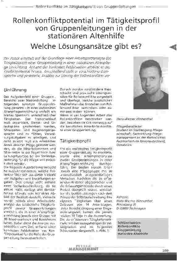 Vorschauseite 1: Rollenkonfliktpotential im Tätigkeitsprofil von Gruppenleitungen in der stationären Altenhilfe Welche Lösungsansätze gibt es?