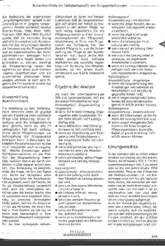Vorschauseite 5: Rollenkonfliktpotential im Tätigkeitsprofil von Gruppenleitungen in der stationären Altenhilfe Welche Lösungsansätze gibt es?
