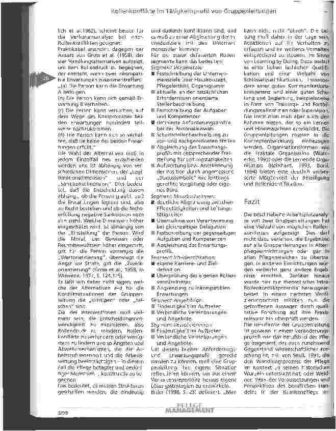 Vorschauseite 6: Rollenkonfliktpotential im Tätigkeitsprofil von Gruppenleitungen in der stationären Altenhilfe Welche Lösungsansätze gibt es?