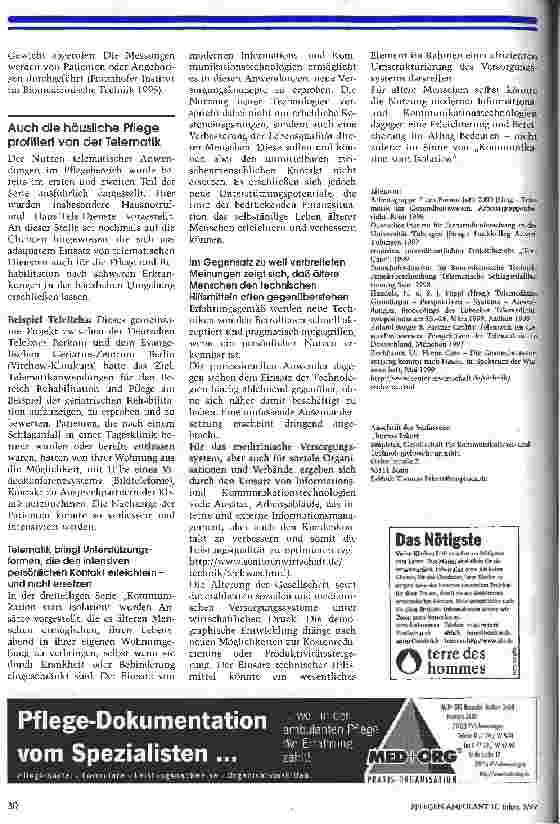 Vorschauseite 4: Kommunikation statt Isolation Teil 3: Effiziente Dienstleistungen durch TeleMedizin und TeleCare