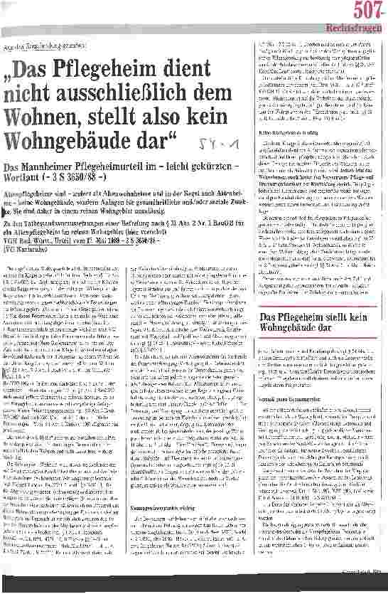 Vorschauseite 1: Das Pflegeheim dient nicht ausschließlich dem Wohnen, stellt also kein Wohngebäude dar