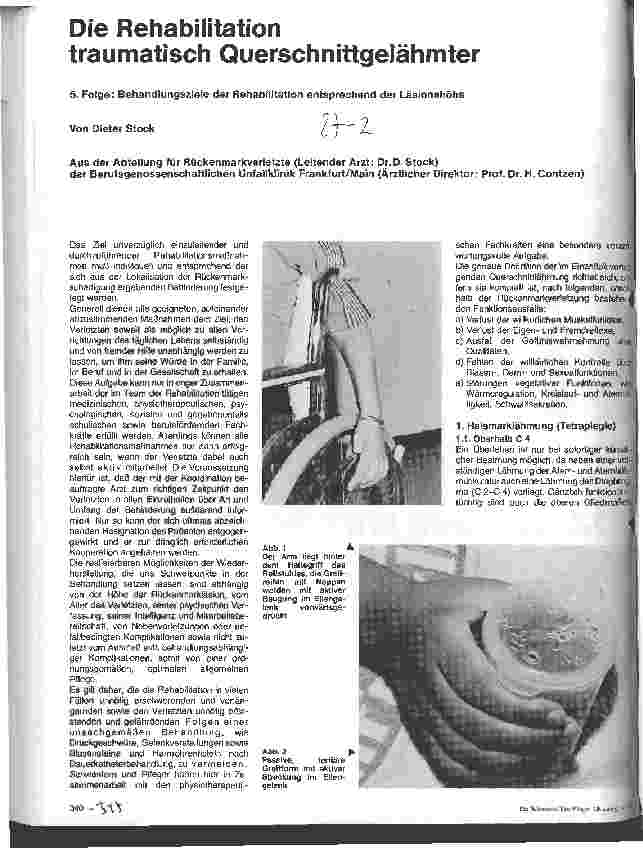 Vorschauseite 1: Die Rehabilitation traumatischer Querschnittgelähmter 5. Folge: Behandlungsziele der Rehabilitation