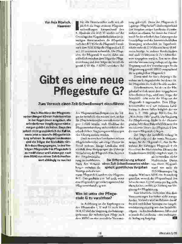 Vorschauseite 1: Gibt es eine neue Pflegestufe G?