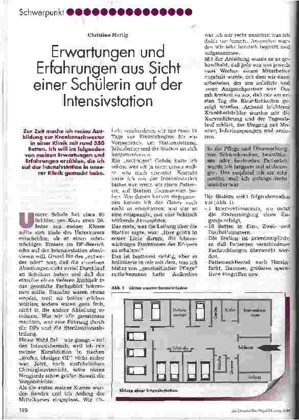 Vorschauseite 1: Erwartungen und Erfahrungen aus Sicht einer Schülerin auf der Intensivstation