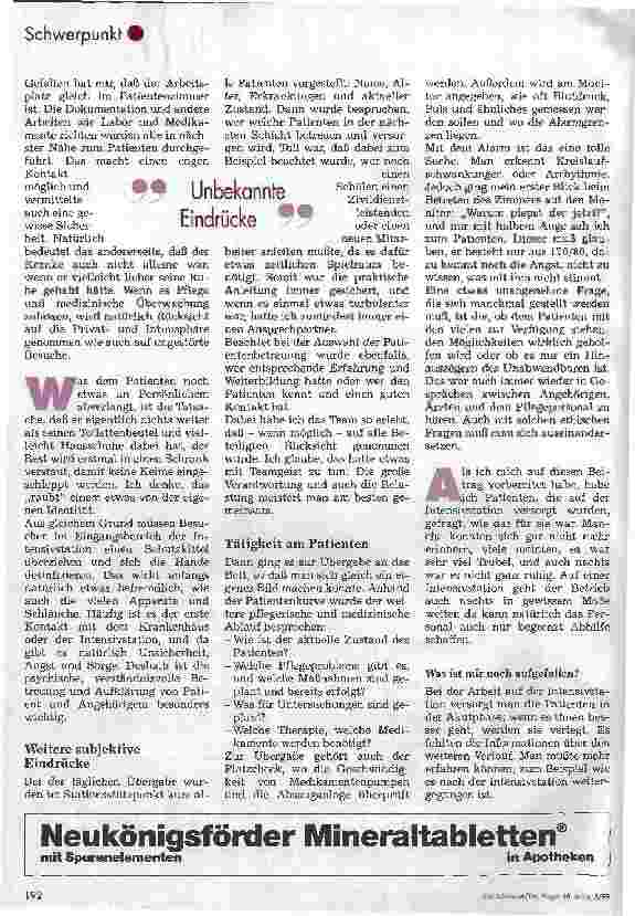 Vorschauseite 2: Erwartungen und Erfahrungen aus Sicht einer Schülerin auf der Intensivstation