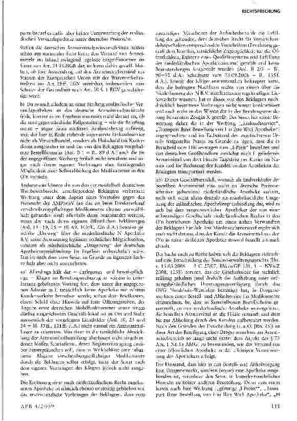 Vorschauseite 3: Keine Bindung ausländischer Versandapotheken an deutsches Arzneimittelpreisrecht