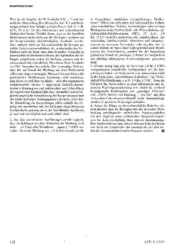 Vorschauseite 4: Keine Bindung ausländischer Versandapotheken an deutsches Arzneimittelpreisrecht