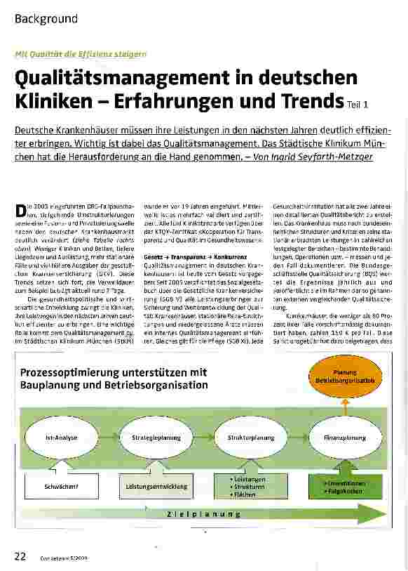 Vorschauseite 1: Qualitätsmanagement in deutschen Kliniken - Erfahrungen und Trends Teil 1