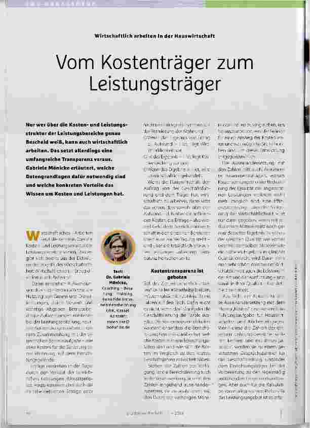 Vorschauseite 1: Vom Kostenträger zum Leistungsträger