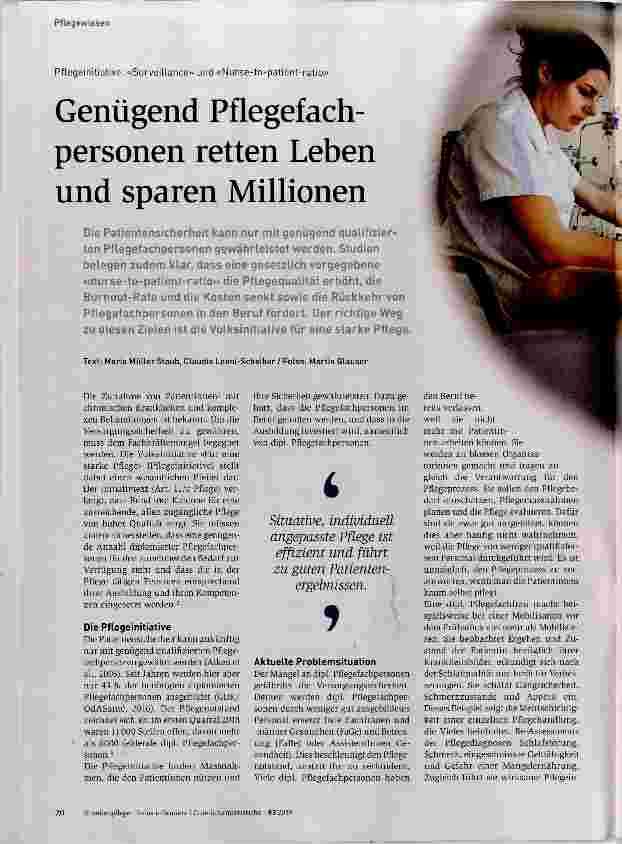 Vorschauseite 1: Genügend Pflegefachpersonen retten Leben und sparen Millionen