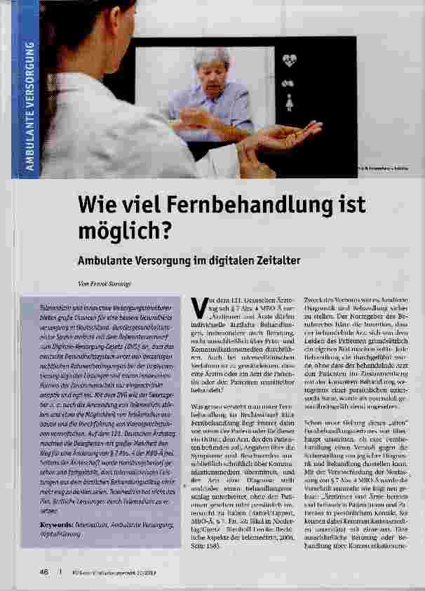 Vorschauseite 1: Wie viel Fernbehandlung ist möglich?