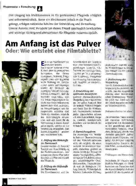 Vorschauseite 1: Am Anfang ist das Pulver Oder: Wie entsteht eine Filmtablette?