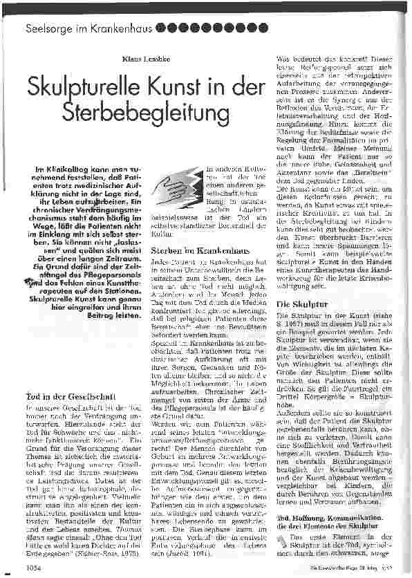 Vorschauseite 1: Skulpturell Kunst in der Sterbebegleitung