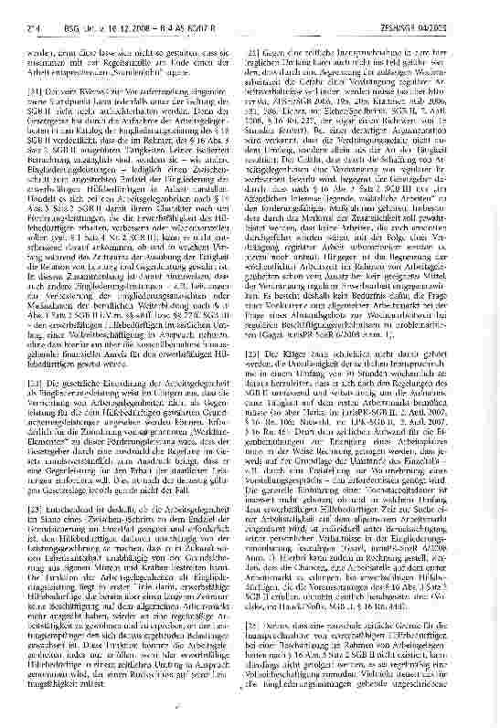 Vorschauseite 4: Arbeitsgelegenheit; Eingliederungsleistung; erwerbsfähiger Hilfebedürftiger; Leistungsfähigkeit; gesetzliche Regelung; zeitlicher Umfang der Arbeitsgelegenheit