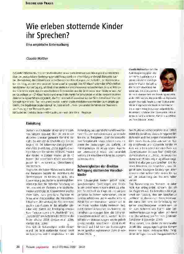 Vorschauseite 1: Wie erleben stotternde Kinder ihr Sprechen?