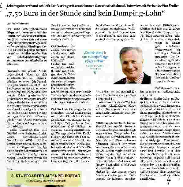 Vorschauseite 1: „7,50 Euro in der Stunde sind kein Dumping-Lohn