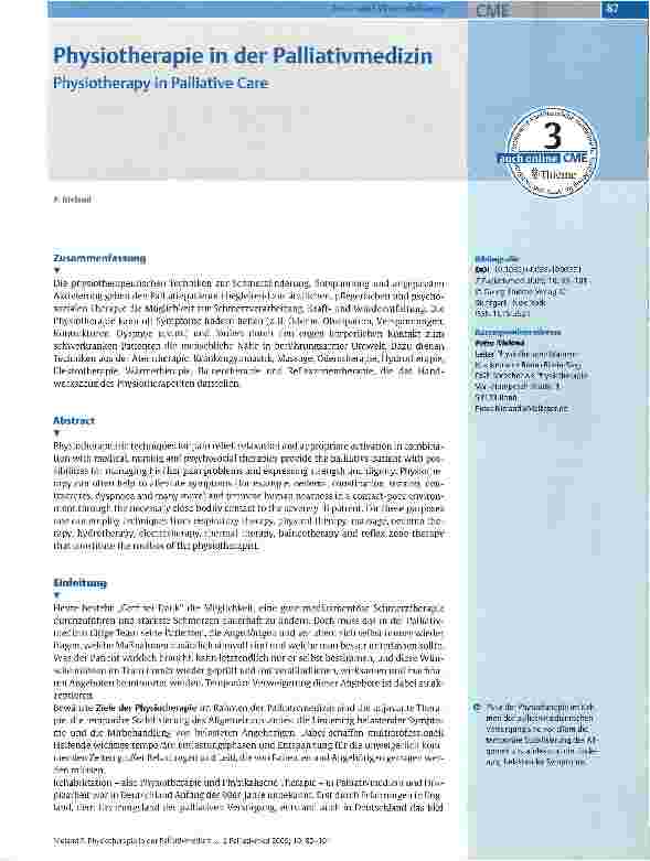 Vorschauseite 1: Physiotherapie in der Palliativmedizin