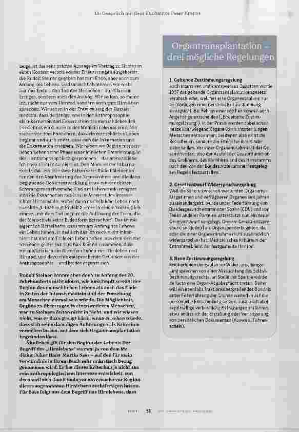 Vorschauseite 4: Hirntod und Hirnleben - eine anthroposophische Sicht?