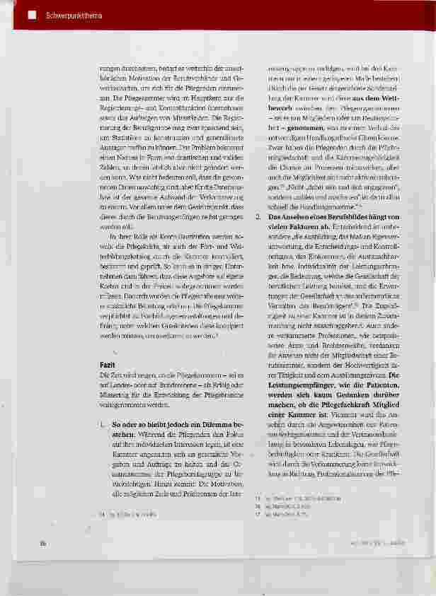 Vorschauseite 5: Die Pflegekammer lästiges Übel oder Professionalisierung der Pflege?