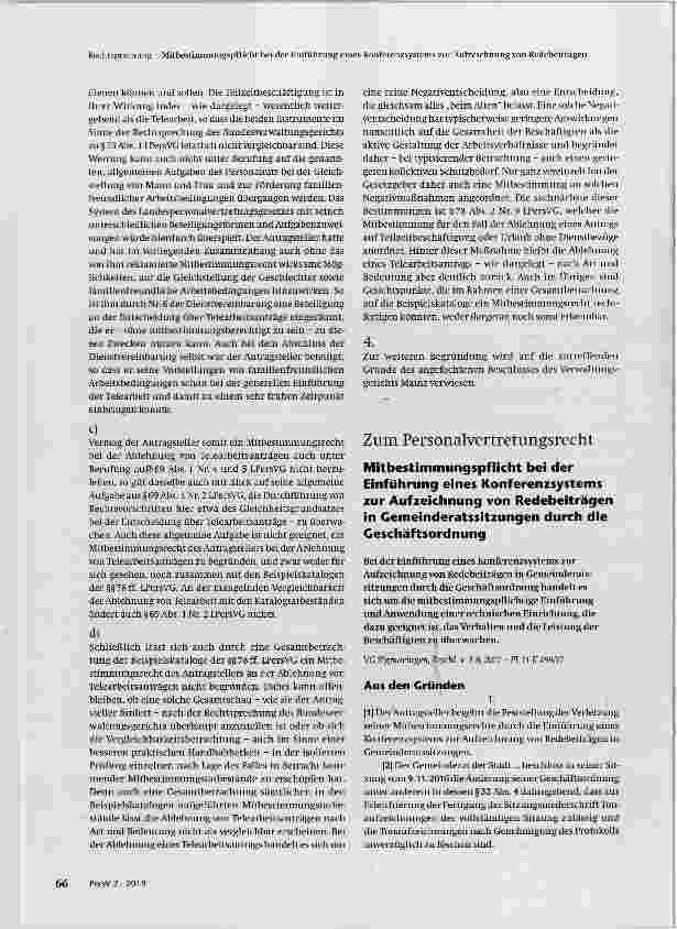 Vorschauseite 4: Keine Mitbestimmung bei Ablehnung alternierender Telearbeit