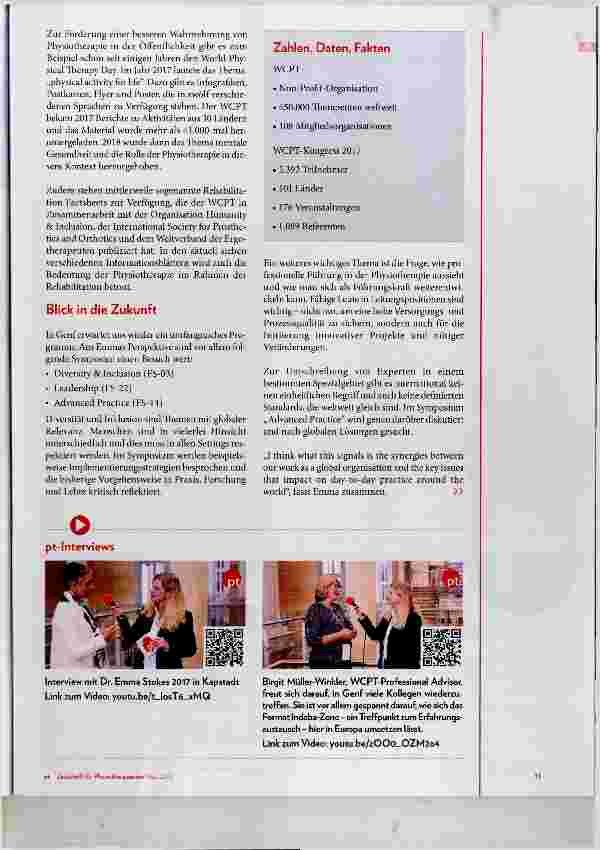 Vorschauseite 2: Physiotherapie international: Veränderung und Weiterentwicklung diskutieren