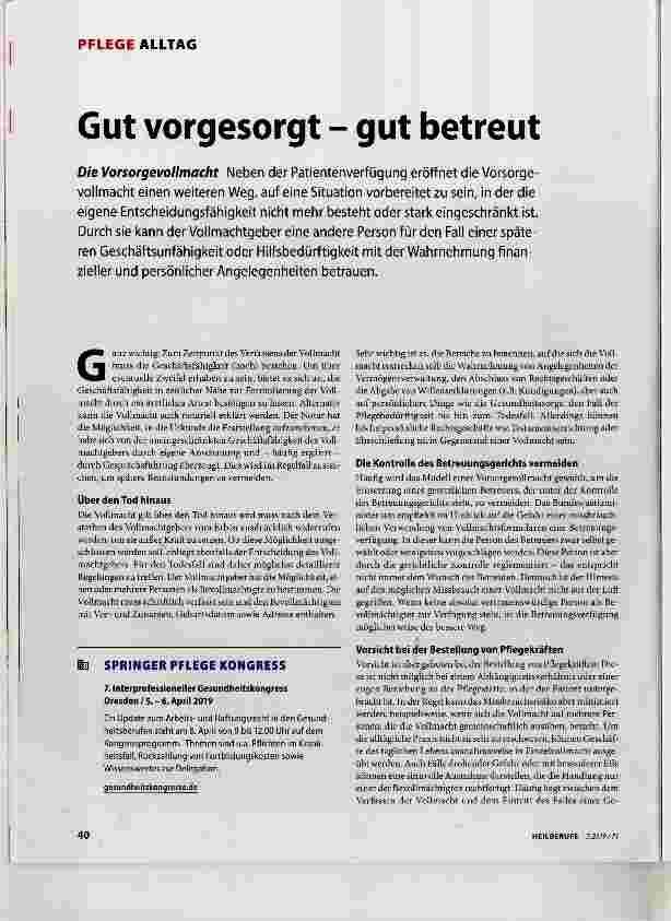 Vorschauseite 1: Gut vorgesorgt gut betreut