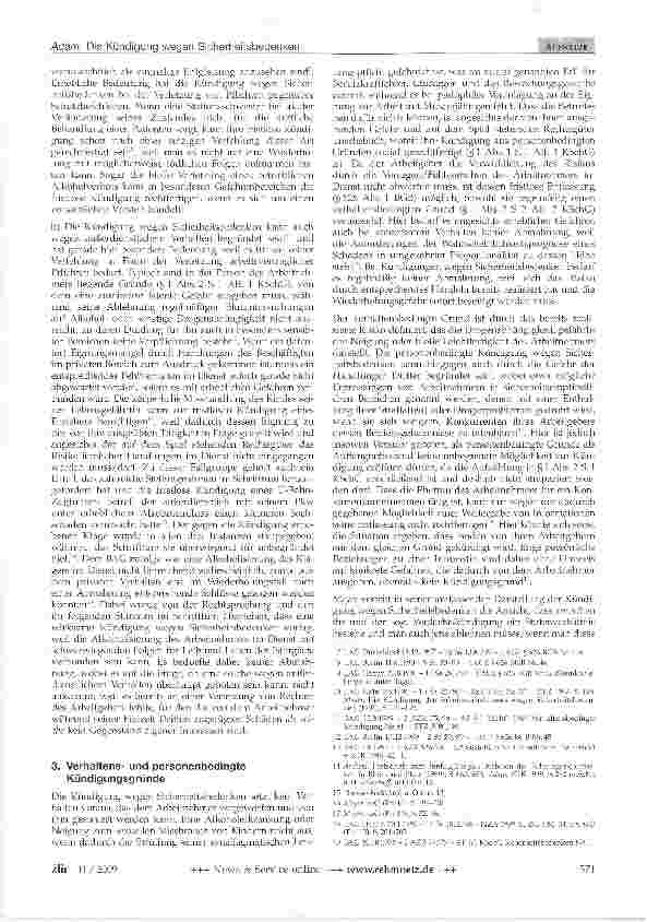 Vorschauseite 3: Die Kündigung wegen Sicherheitsbedenken